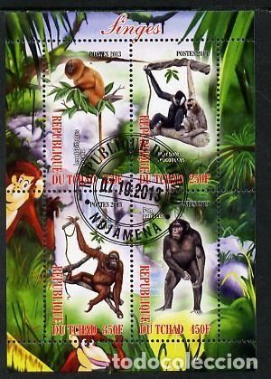 Sellos: TCHAD CHAD 2013 SHEET USED MNH FAUNA MAMIFEROS PRIMATES MONKEYS MONOS SINGES SCIMMIE AFFEN APES