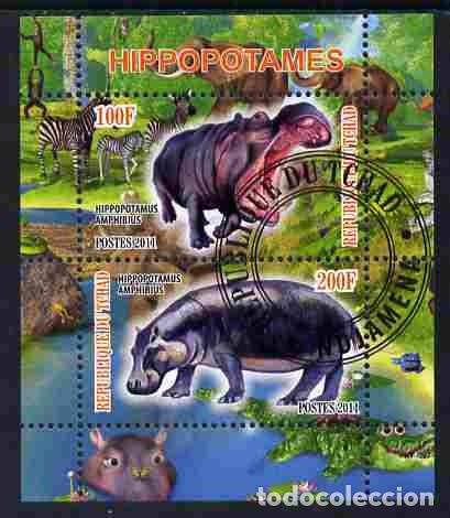 Briefmarken: TCHAD CHAD 2011 SHEET USED MNH FAUNA MAMIFEROS WILDLIFE HIPPOPOTAMES HIPPOS HIPOPOTAMOS NILPFERDEN