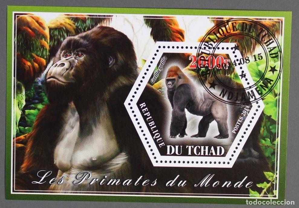 Sellos: CHAD TCHAD 2014 SHEET USED MNH FAUNA MAMIFEROS MONKEYS PRIMATES MONOS SINGES GORILAS WILDLIFE
