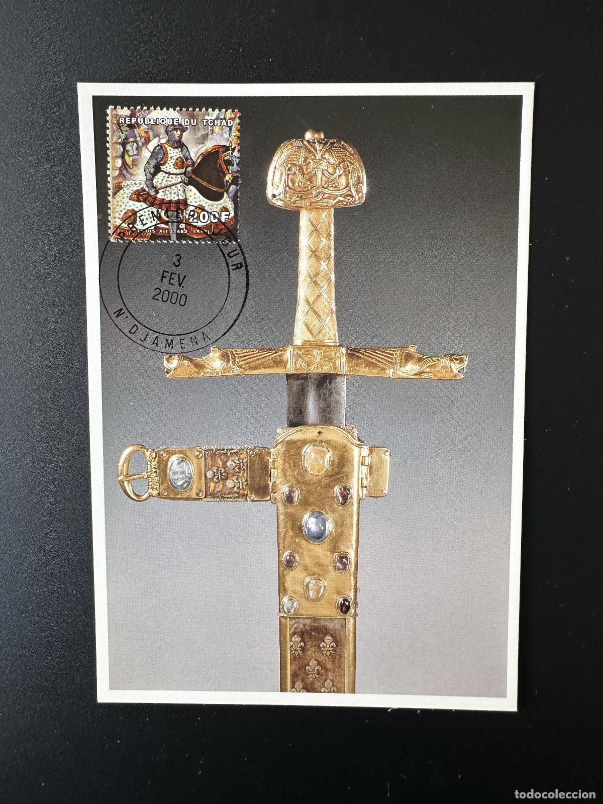 Sellos: Chad 1999 Mi. 1947 carta m&aacute;xima Luis XII caballero espadach&iacute;n medieval