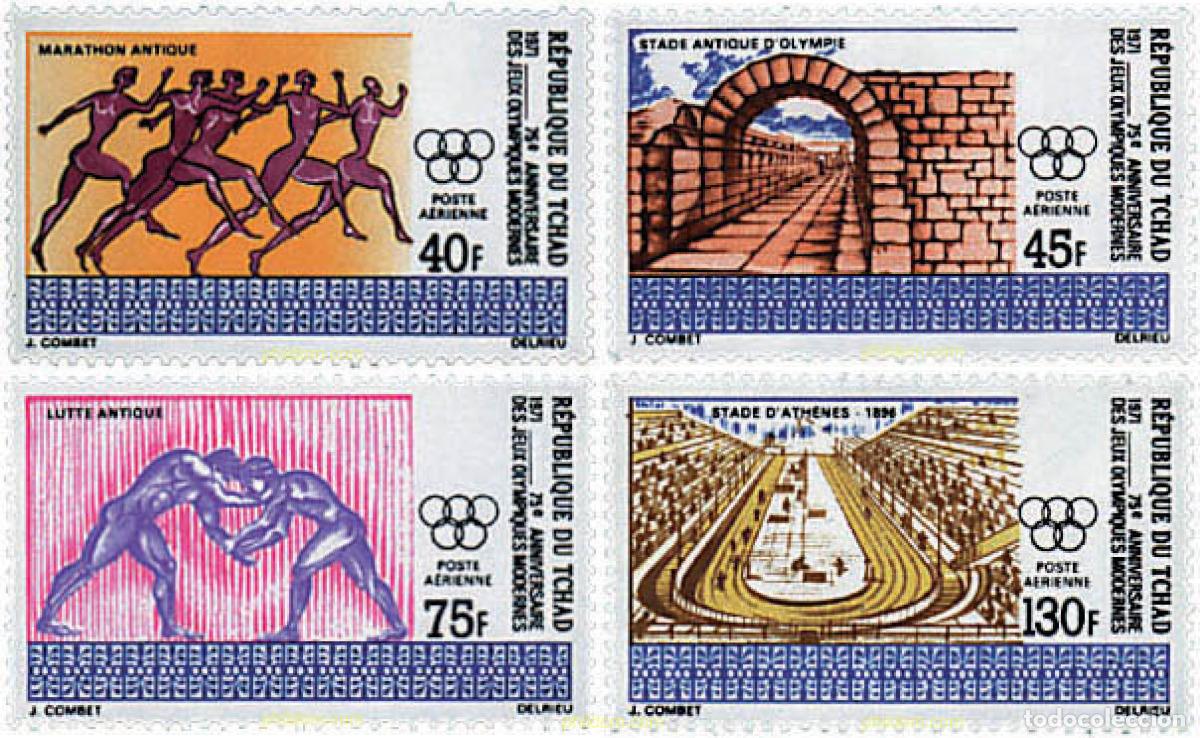Sellos: 68261 MNH CHAD 1971 75 ANIVERSARIO DE LOS JUEGOS OLIMPICOS MODERNOS