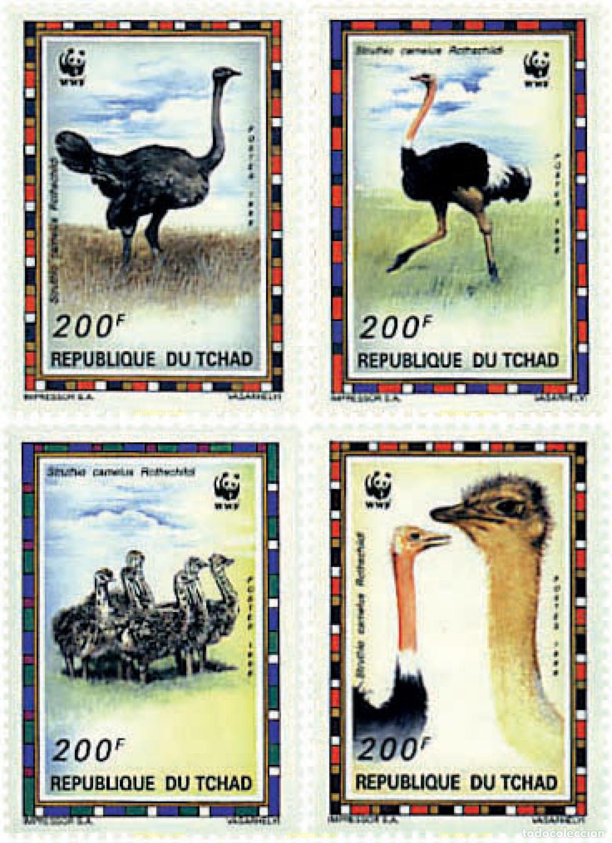 Sellos: 95077 MNH CHAD 1996 AVESTRUZ DEL NORTE DE AFRICA
