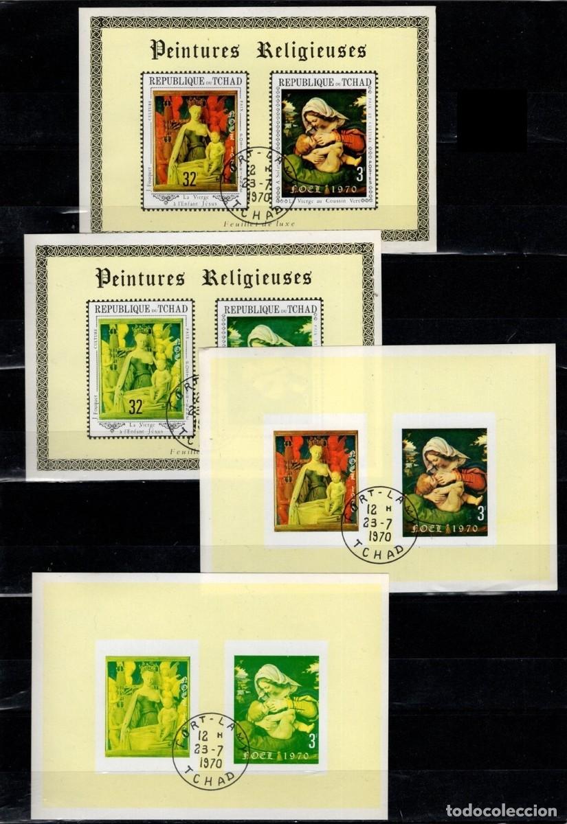 Sellos: TCHAD CHAD 1970 SHEETS PROOF DELUXE CTO MNH NAVIDAD CHRISTMAS FOUQUET SOLARIO NOEL ARTE PINTURAS