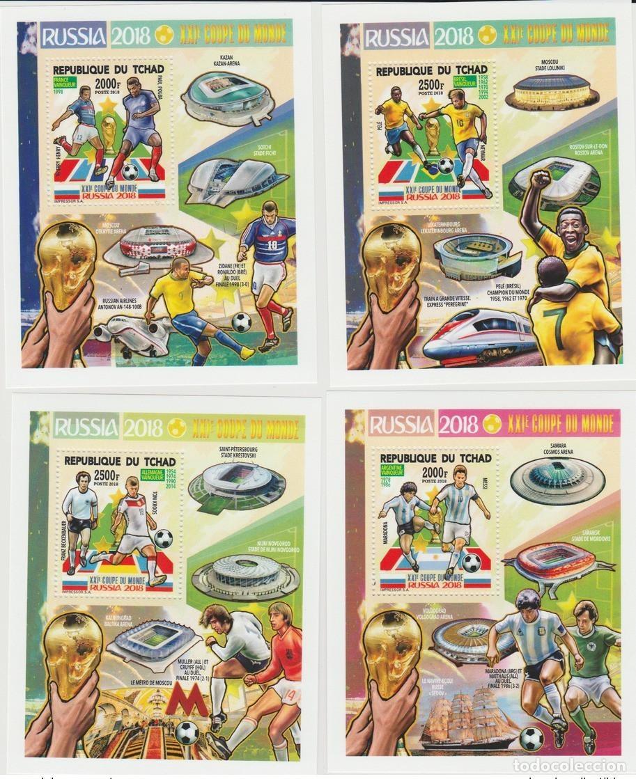Sellos: Chad 2018 Mi. Bl. 785 - 788 Copa Mundial de la FIFA Rusia F&uacute;tbol