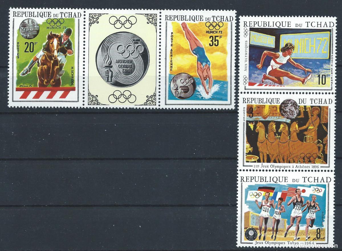 Sellos: Tchad N&deg;226A/26C + PA 74B/74C** (MNH) 1970 - J.O de Munich