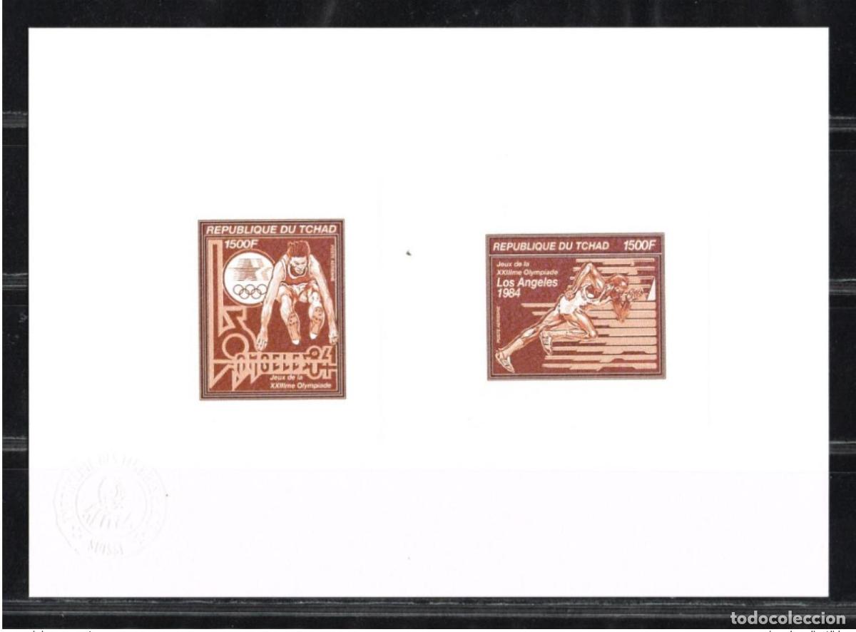 Sellos: Chad 1982 Mi. 924 - 925 Collective Artist's Proof JO Los &Aacute;ngeles Jump 1984