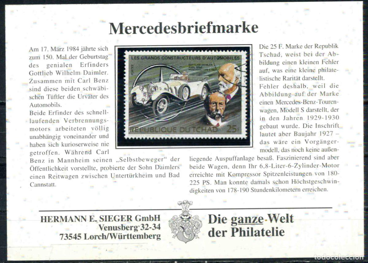 Sellos: Chad 1984 - Gottlieb Daimler y Karl Benz
