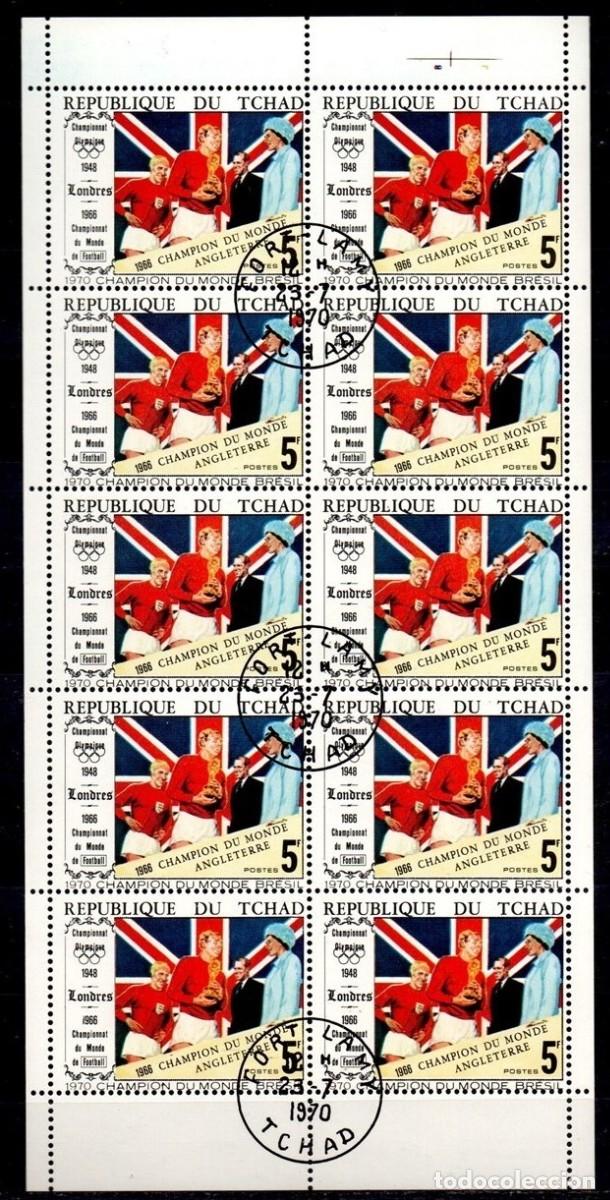 Sellos: TCHAD CHAD 1970 SHEET USED MNH FUTBOL MUNDIAL WORLD CUP FOOTBALL JUEGOS OLIMPICOS LONDRES DEPORTES