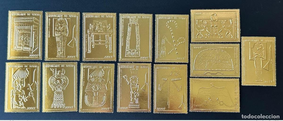 Sellos: Chad 2002 Mi. 2418 2431 Una serie Treasures Tutankamon Gold Tutanchamun Egipto
