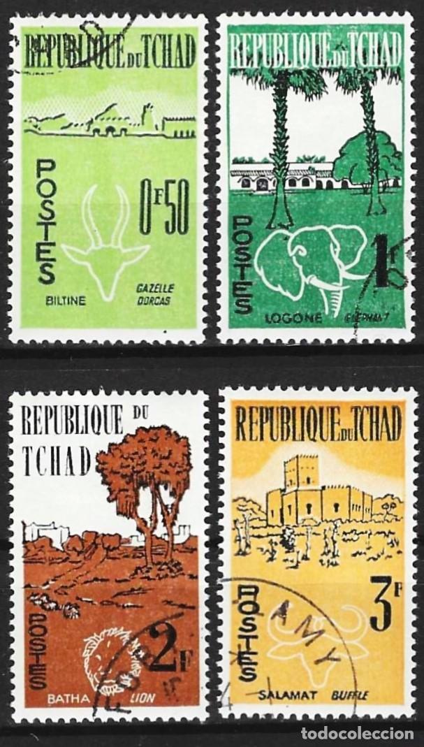 Sellos: Chad 1962 - Mi 69 a 72 - YT 66 a 69 - Cabezas de animales
