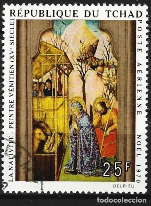Sellos: Chad 1970 - Mi 339 - YT A 76 - Navidad : Pintura religiosa ( A&eacute;reo )