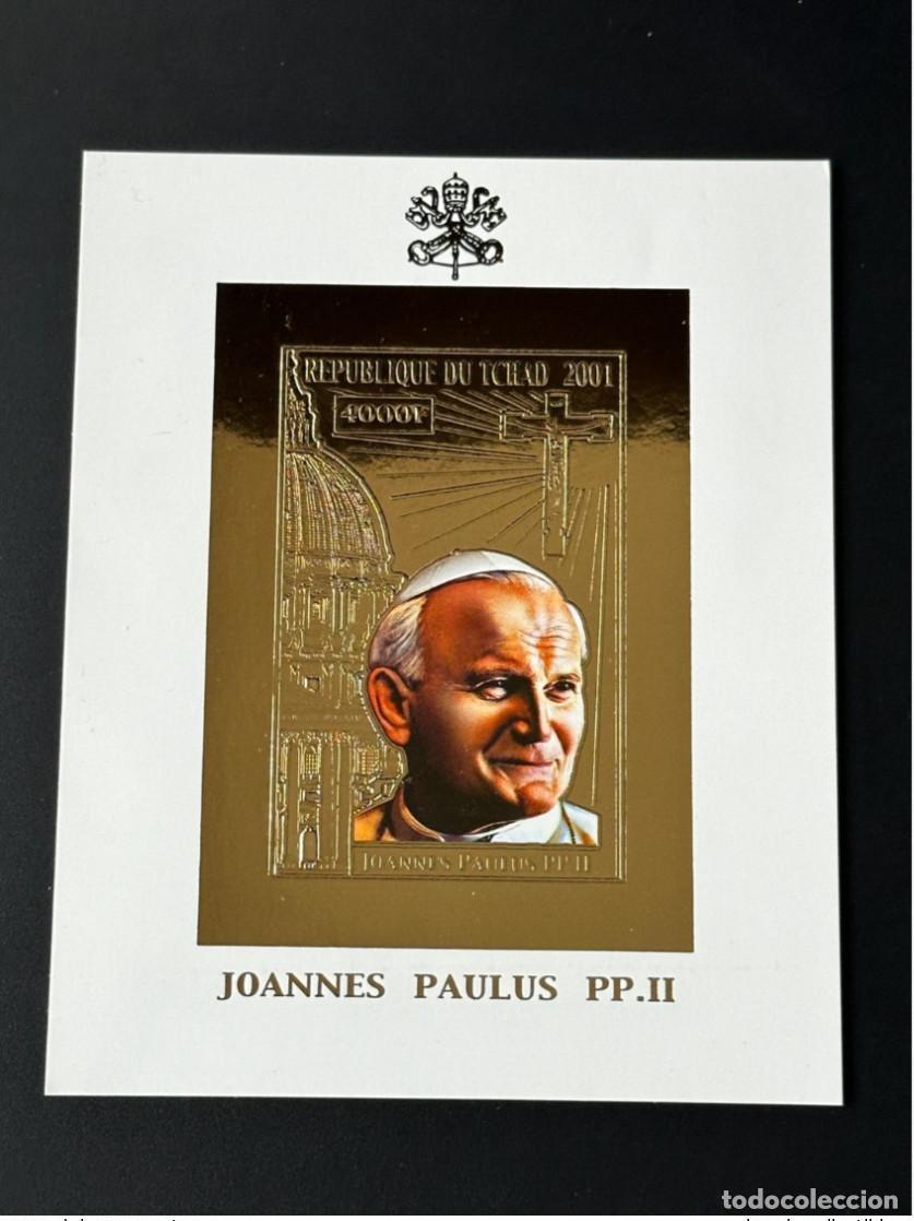 Sellos: Chad 2001 Mi. Bl. 320 a.C. Emperador Oro o Papa Juan Pablo II Johannes Paul
