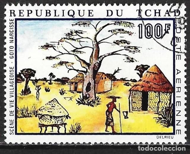 Sellos: Chad 1970 - Mi 288 - YT A65 - Cuadro de Goto Narcisse ( A&eacute;reo )