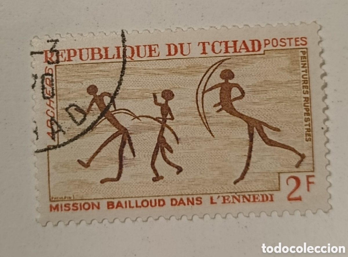Sellos: REPUBLIQUE DU TCHAD sello danzas arte rupestre a&ntilde;o 1968