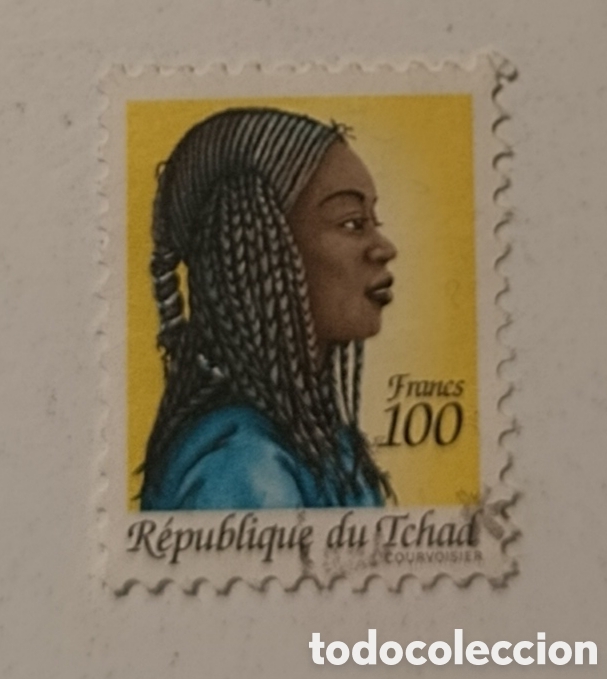 Sellos: REPUBLIQUE DU TCHAD sello mujer africana trenzas 100