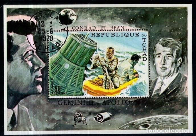 Sellos: TCHAD CHAD 1970 SHEET USED MNH KENNEDY JFK APOLLO 12 PETE CONRAD ALAN BEAN ESPACIO SPACE ASTRONAUTAS