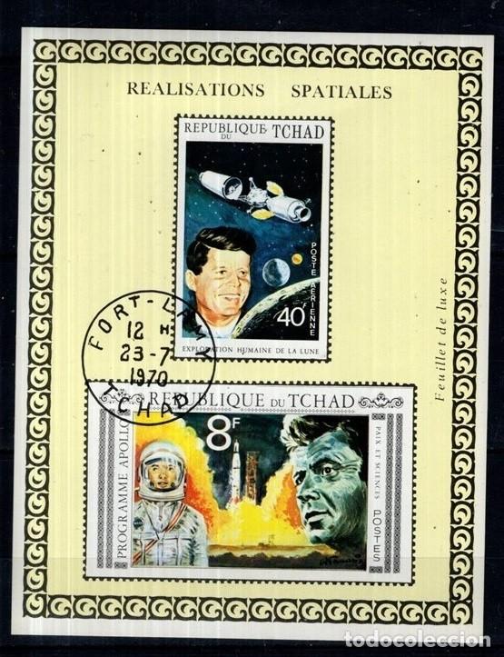 Sellos: TCHAD CHAD 1970 SHEET USED MNH KENNEDY JFK PROGRAMA APOLLO ESPACIO SPACE ASTRONAUTAS ASTRONAUTS
