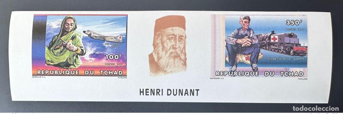 Sellos: Chad 1996 IMPERF ND Mi. 1353a - 1354a A Red Cross Dunant Airplane Railways