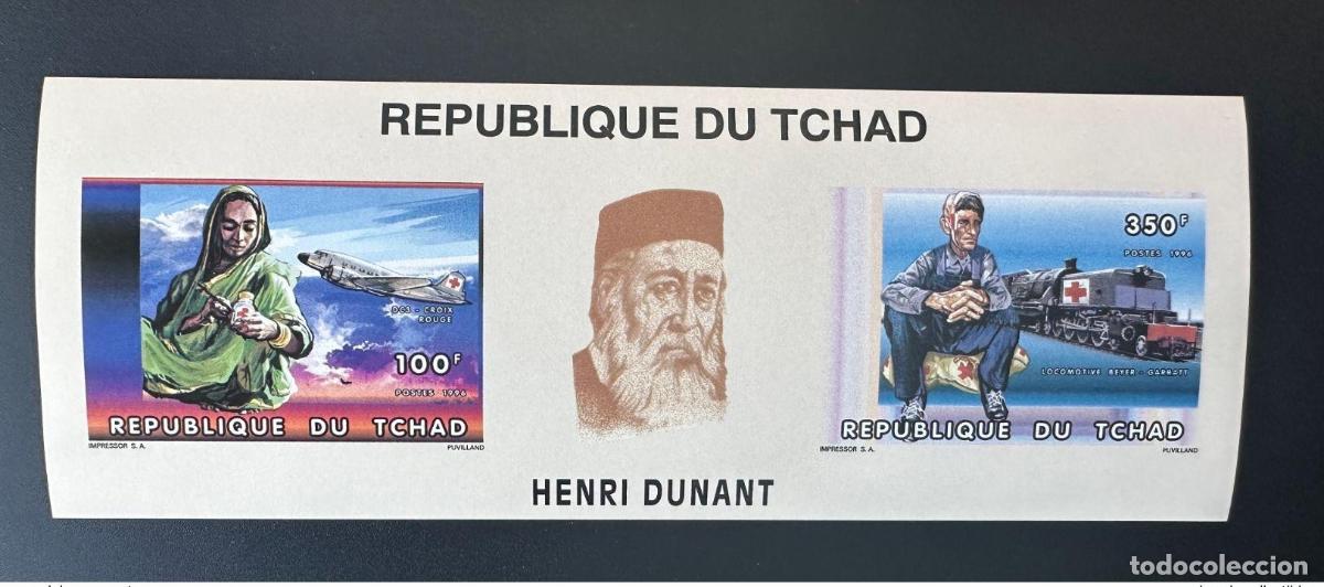 Sellos: Chad 1996 ND Mi. Bl. 254 B Cruz Roja Henry Dunant Airplane Railways