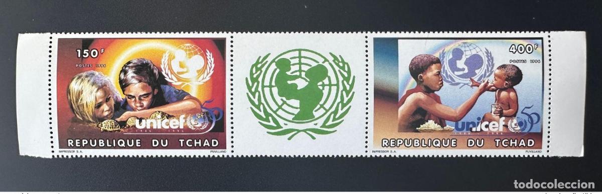 Sellos: Chad 1996 Mi. 1355a - 1356a A UNICEF Enfants Children Kinder 50 ans Jahre years