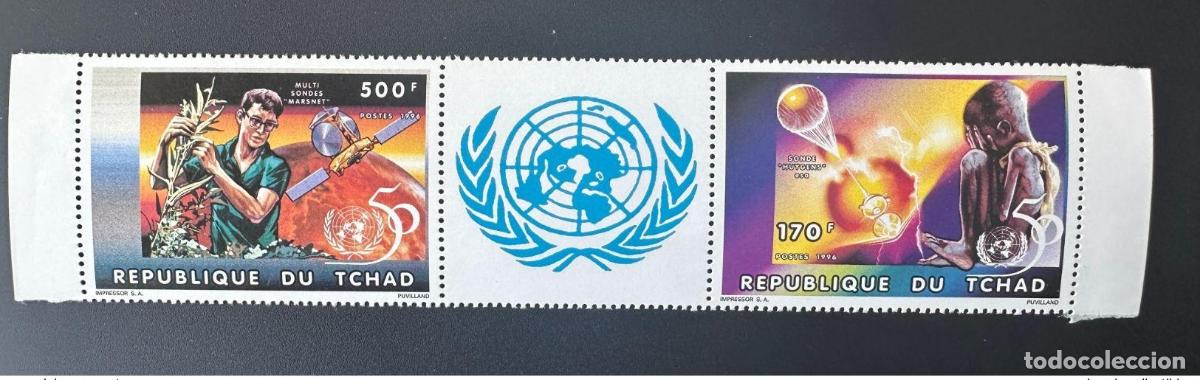 Sellos: Chad 1996 Mi. 1357a - 1358a A. Naciones Unidas ONU 50 a&ntilde;os