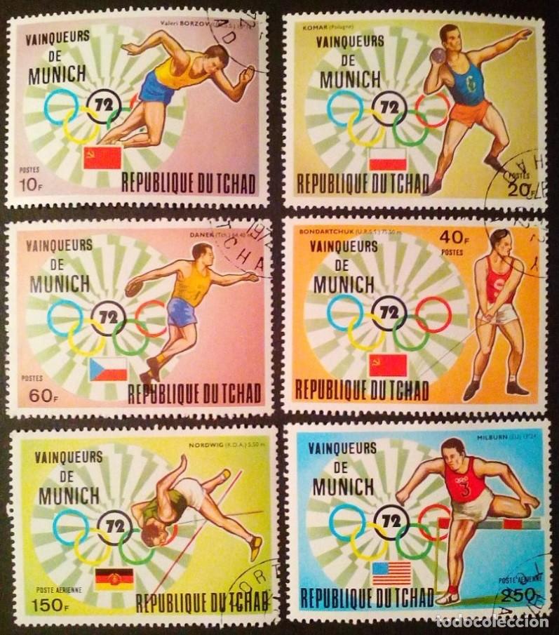 Sellos: TCHAD CHAD 1972 6 STAMPS MNH USED MUNICH OLYMPIC GAMES JEUX OLYMPIQUES JUEGOS OLIMPICOS DEPORTES