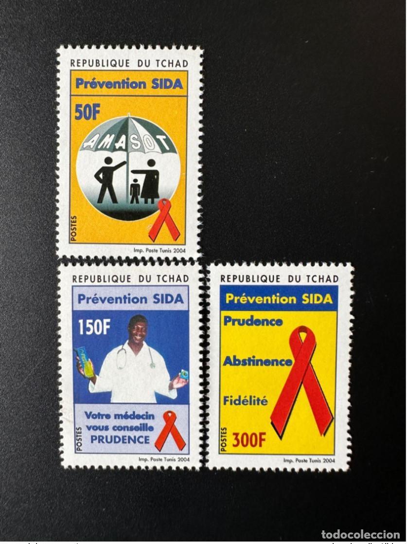 Timbres: Chad 2004 Mi. 2498/2499/2501 Prevenci&oacute;n del SIDA Lucha contra la enfermedad AMASOT