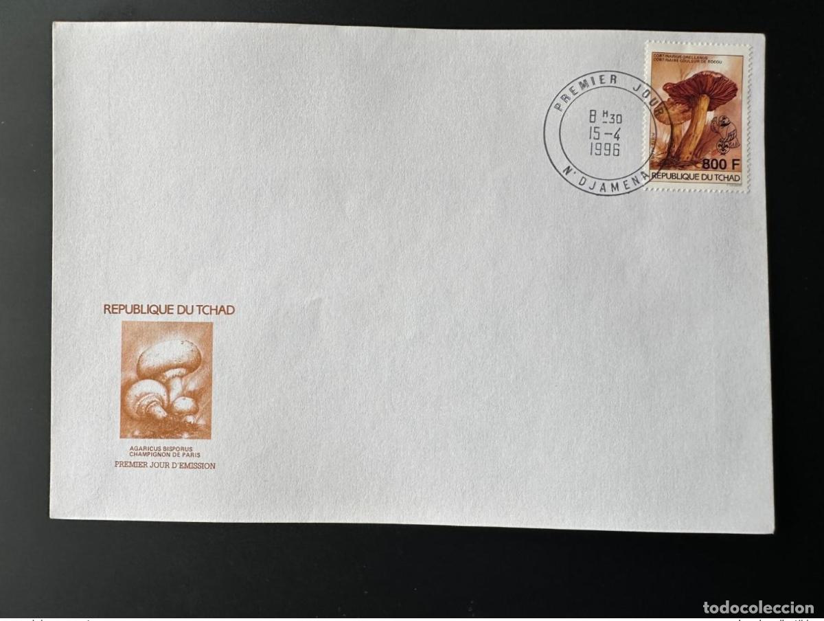Timbres: Chad 1996 Mi. 1270 800 F FDC Primer d&iacute;a Hongos Setas Pilze Scouting