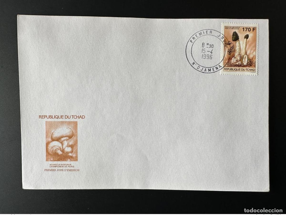 Selos: Chad 1996 Mi. 1266 170 F FDC Primer d&iacute;a Hongos Setas Pilze Scouting