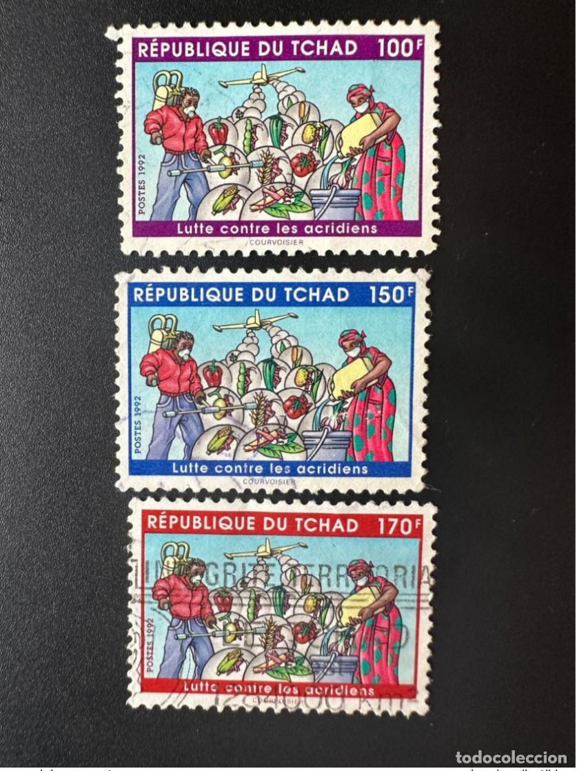 Sellos: Chad 1992 Mi. 1209 - 1211 usado para combatir la langosta