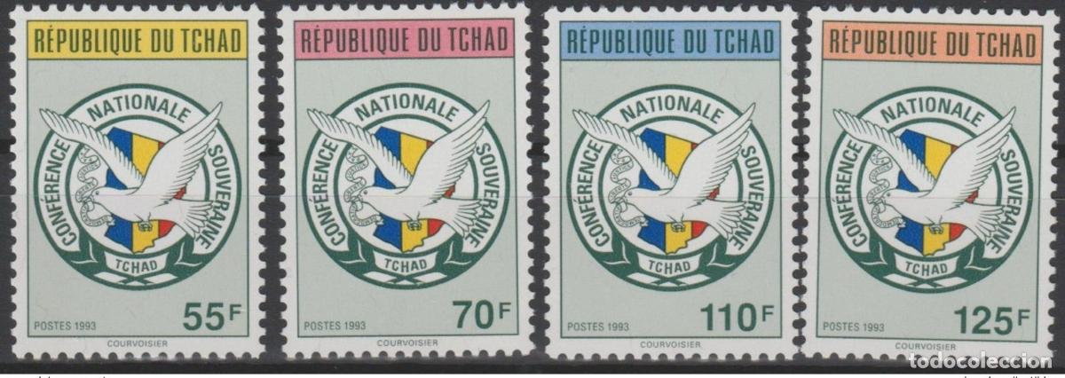 Sellos: Chad 1993 Mi. 1231 - 1234 Conferencia Nacional Soberana Colombe Peace Bird