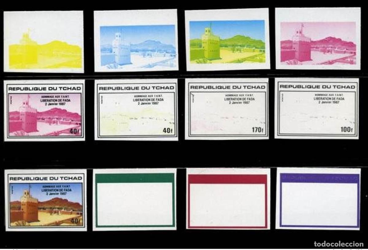 Sellos: Chad 1987/1988 Mi. 1155 - 1158 Ensayos en color homenaje a FANT Fada