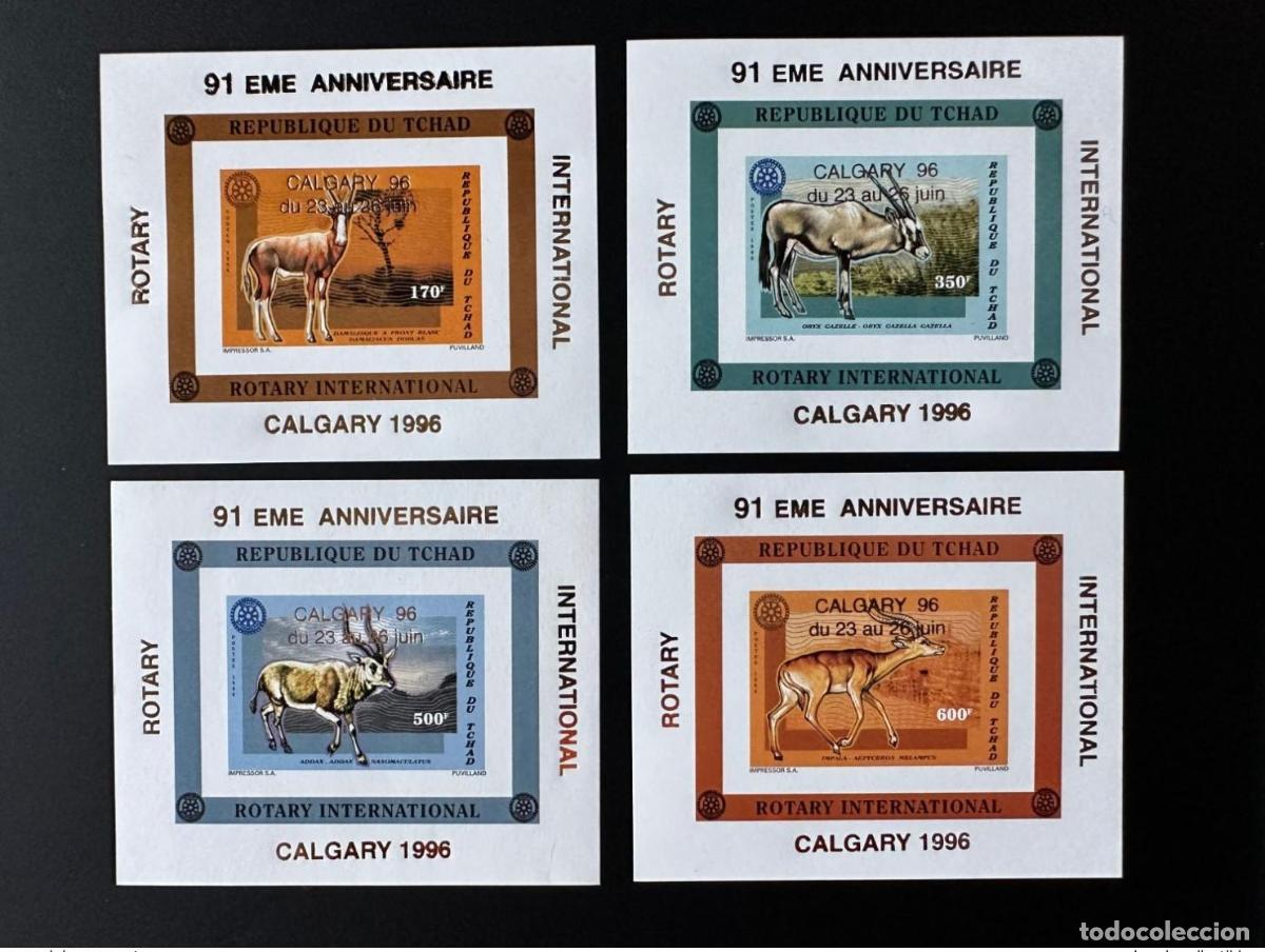 Selos: Chad 1996 Mi. Bl. E271B - H271B IMPERF Rotary Lions Calgary recargan a Gold Wildlife