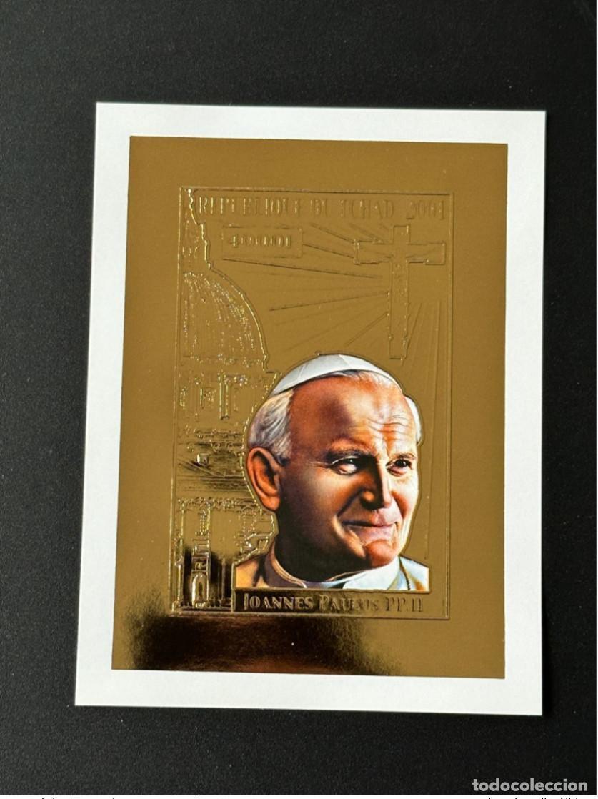 Stamps: Chad 2001 Mi. Beato 320 a. C. D. Imperf Gold o Papa Juan Pablo II