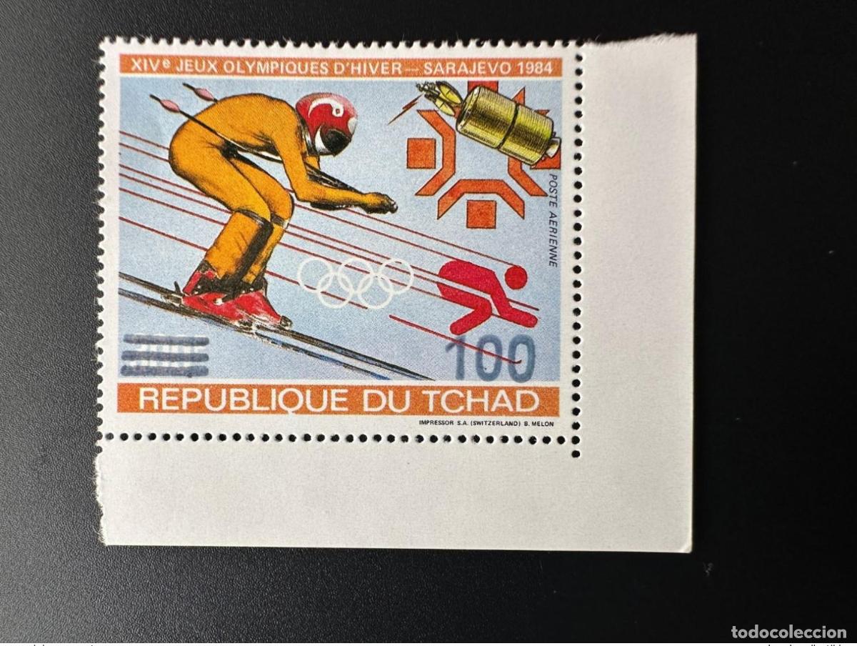 Sellos: Chad 1987/1988 Mi. 1145 sobrecargado Esqu&iacute; Sarajevo Invierno Juegos Ol&iacute;mpicos
