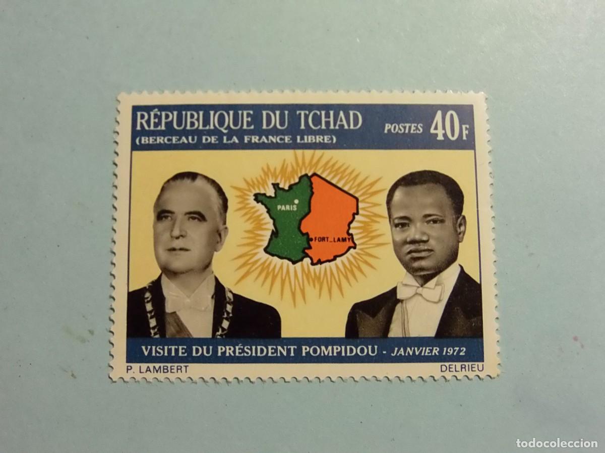 Sellos: REP. DEL CHAD 1972 - PRESIDENTES - GEORDES POMPIDOU Y FRANCOIS TOMBALBAYE - MAPAS.