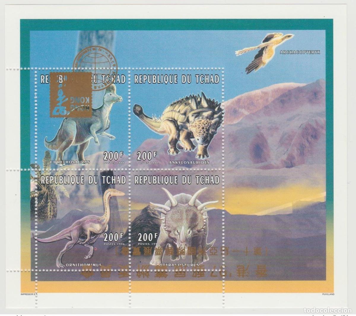Sellos: Chad 1996/1997 La sobrecarga derroc&oacute; al dinosaurio de Hong Kong del 97