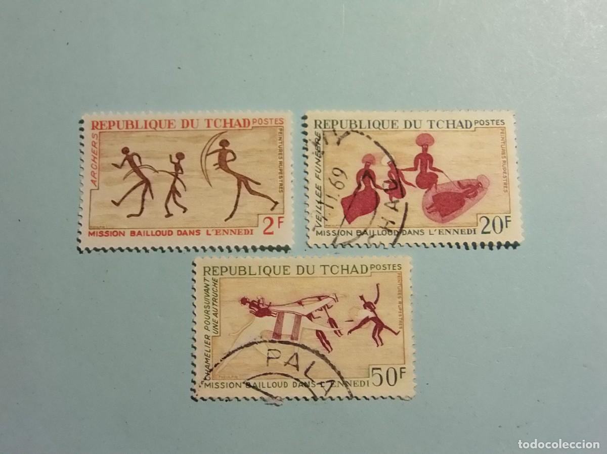 Selos: REP. DEL CHAD 1968 - ARTE RUPESTRE FUNERARIAS, CAZADORES - MONTA&Ntilde;AS DE ENNEDI - ARCHERS (ARQUEROS).