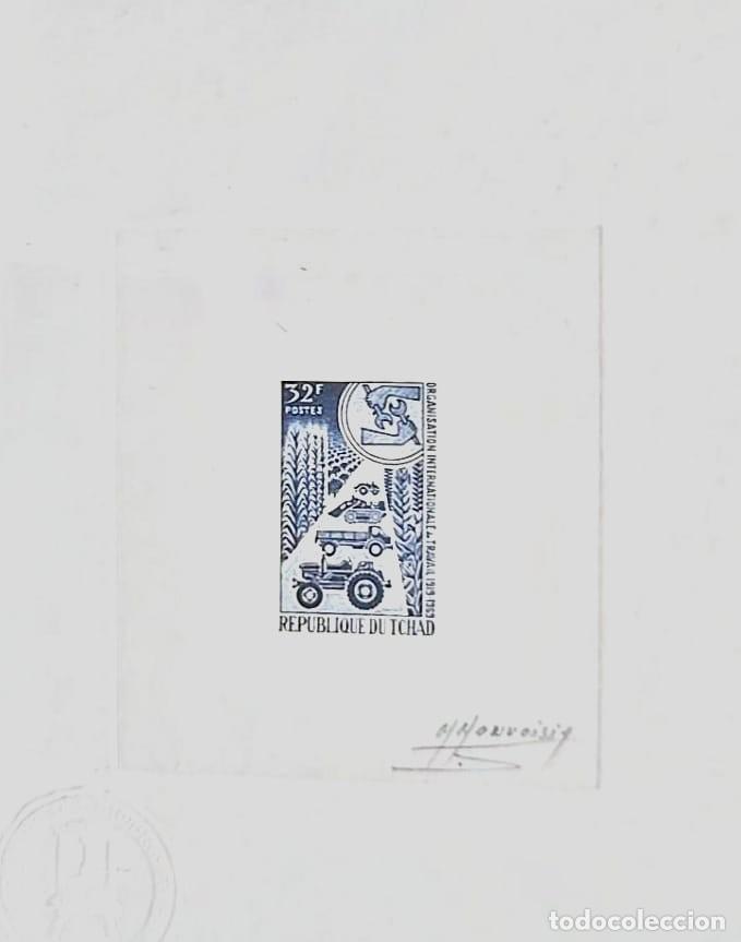 Sellos: O) 1969 CHAD, DU TCHAD, PROOF, TRACTORS AND TRUCKS, ANNIVERSARY OF THE ILO - INTERNATIONAL LABOUR O