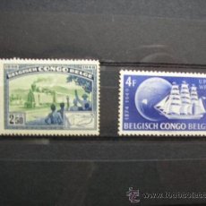 Sellos: CONGO BELGA-CONGO BELGE,1948-49,IVERT 296 Y 297.COMPLETAS,NUEVOS CON GOMA Y SEÑAL FIJASELLOS