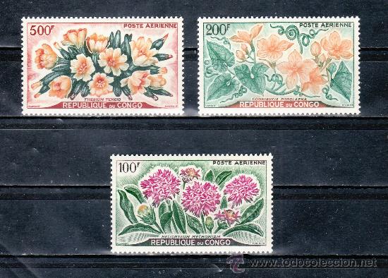 Sellos: congo a   2/4 sin charnela, flores, - Foto 1
