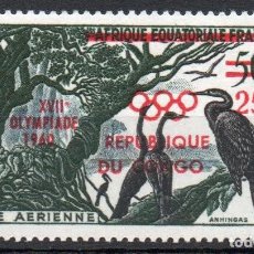 Sellos: REP CONGO AÑO 1960 YV A1*** AEREO JUEGOS OLÍMPICOS DE ROMA DEPORTES AVES FAUNA ÁRBOLES FLORA