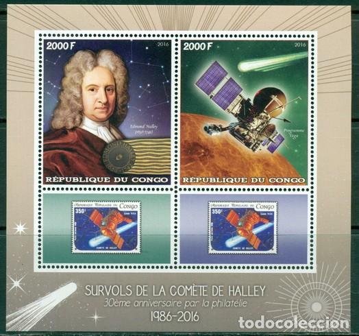 Sellos: CONGO 2016 SHEET MNH COMETA EDMOND HALLEY ESPACIO ESPACE SPACE PROGRAMA VEGA - Foto 1