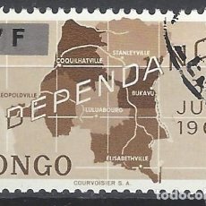 Francobolli: REP. DEM. DEL CONGO 1964 - SELLO DEL 61 SOBRECARGADO, MAPA - USADO. Lote 343375198