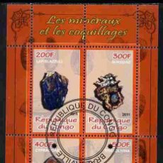 Timbres: CONGO 2011 SHEET USED MNH MINERALES MINERAUX MINERALS MINERAIS SHELLS SEASHELLS CONCHAS COQUILLAGES. Lote 361636470