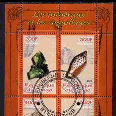 Timbres: CONGO 2011 SHEET USED MNH MINERALES MINERAUX MINERALS MINERAIS SHELLS SEASHELLS CONCHAS COQUILLAGES. Lote 361636670