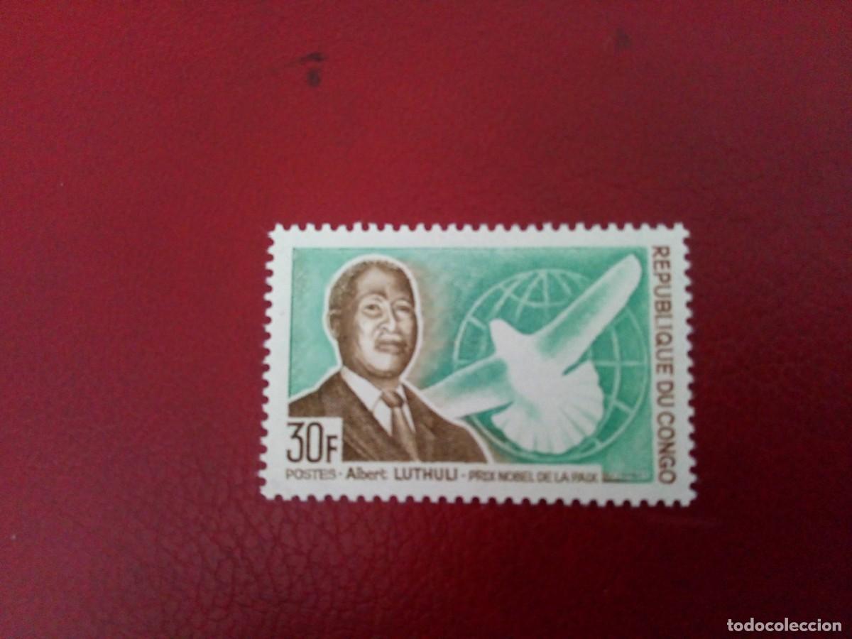 Sellos: CONGO 1968, ALBERT LUTHULI, N&Oacute;BEL DE LA PAZ - Foto 1