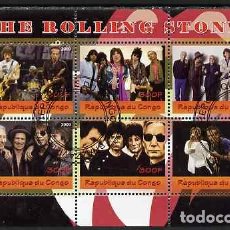 Sellos: CONGO 2009 SHEET USED MNH ROLLING STONES CANTANTES MUSICA SINGERS MUSIC. Lote 400311274