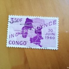 Sellos: CONGO - INDEPENDENCIA - 30 JUNIO 1960 - VALOR FACIAL 3,50 F. Lote 402314929