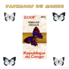 Sellos: CONGO 2011 SHEET DELUXE MNH BUTTERFLIES PAPILLONS SCHMETTERLINGEN FARFALLE MARIPOSAS INSECTOS. Lote 402392144